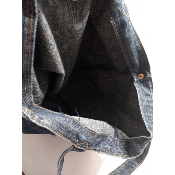 Denim Tote Large Outer Pocket Stitch Rivet Detailing 17" Tall x 15" Wide - Picture 7 of 7